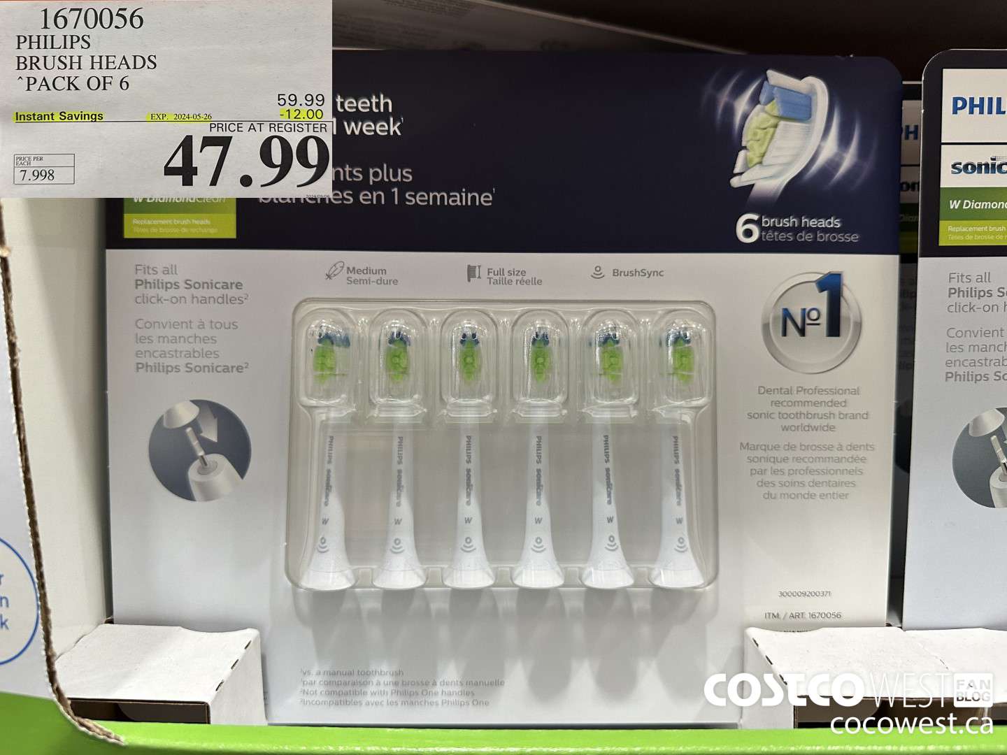 1670056 PHILIPS SONICARE DIAMONDCLEAN BRUSH HEADS 6-PACK ($12.00 INSTANT SAVINGS EXPIRES ON 2024-05-26) $47.99