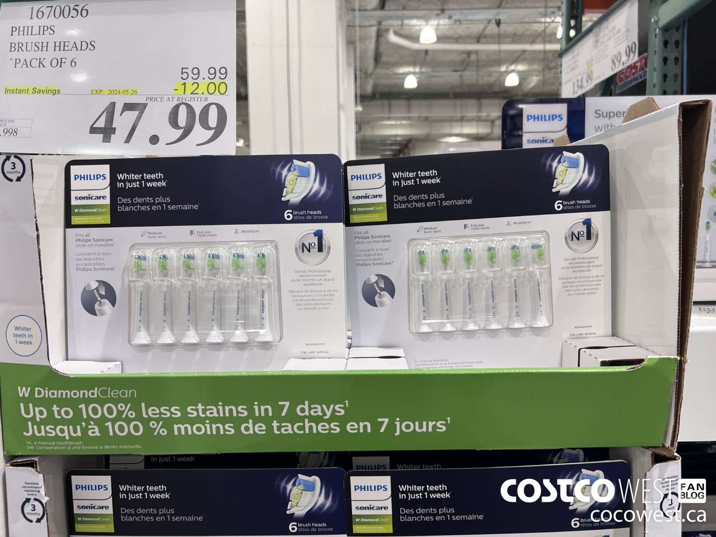 1670056 PHILIPS SONICARE DIAMONDCLEAN BRUSH HEADS 6-PACK ($12.00 INSTANT SAVINGS EXPIRES ON 2024-05-26) $47.99