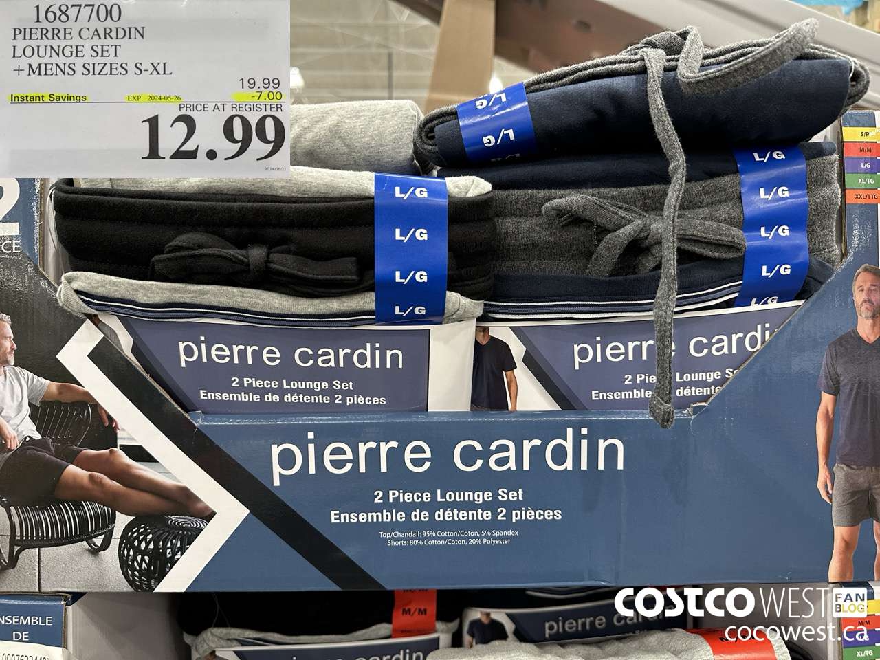 1687700 PIERRE CARDIN LOUNGE SET MENS SIZES S-XL ($7.00 INSTANT SAVINGS EXPIRES ON 2024-05-26) $12.99