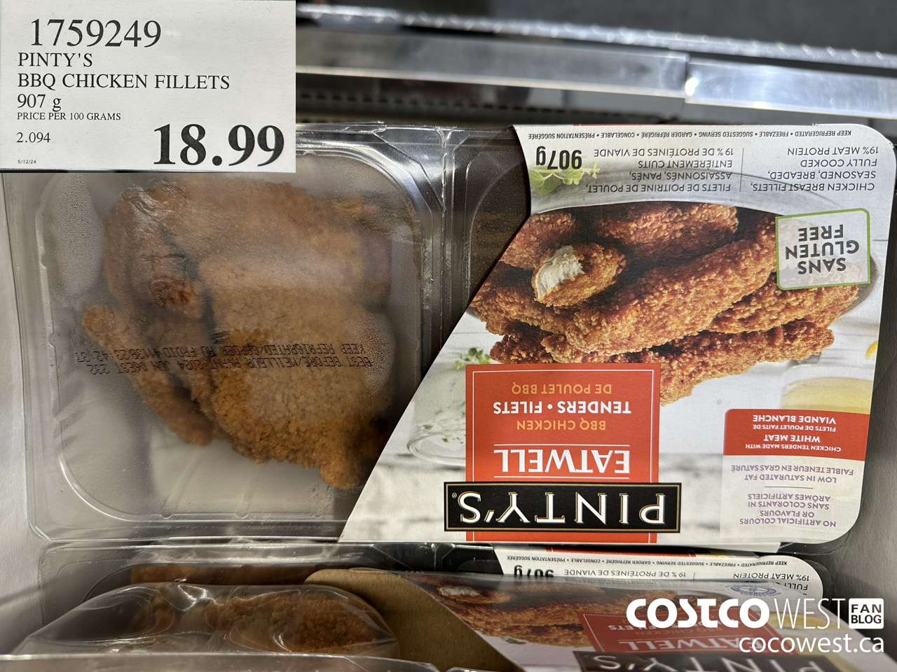 1759249 PINTY'S BBQ CHICKEN FILLETS 907G $18.99