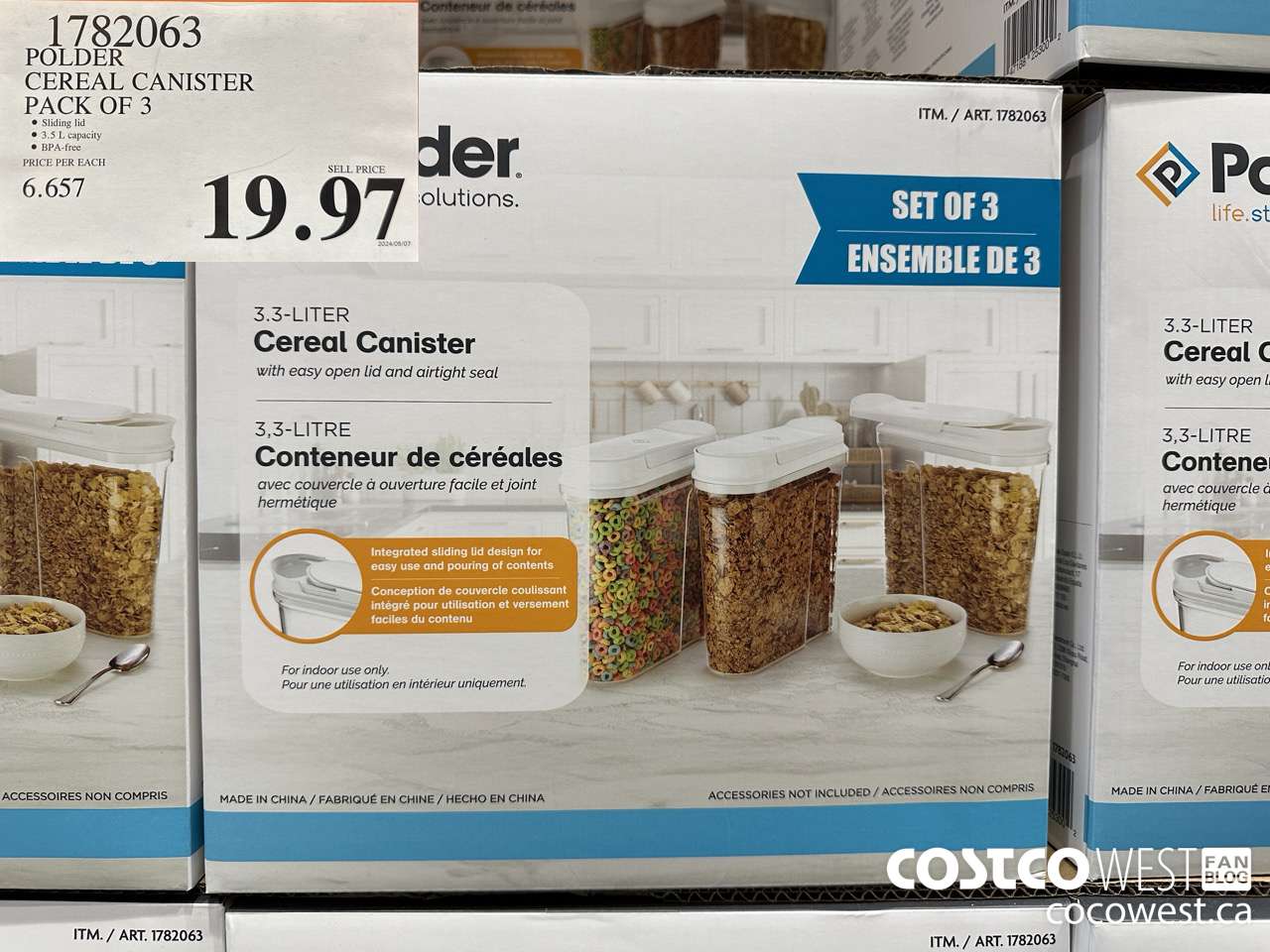 1782063 POLDER CEREAL CANISTER PACK OF 3 $19.97