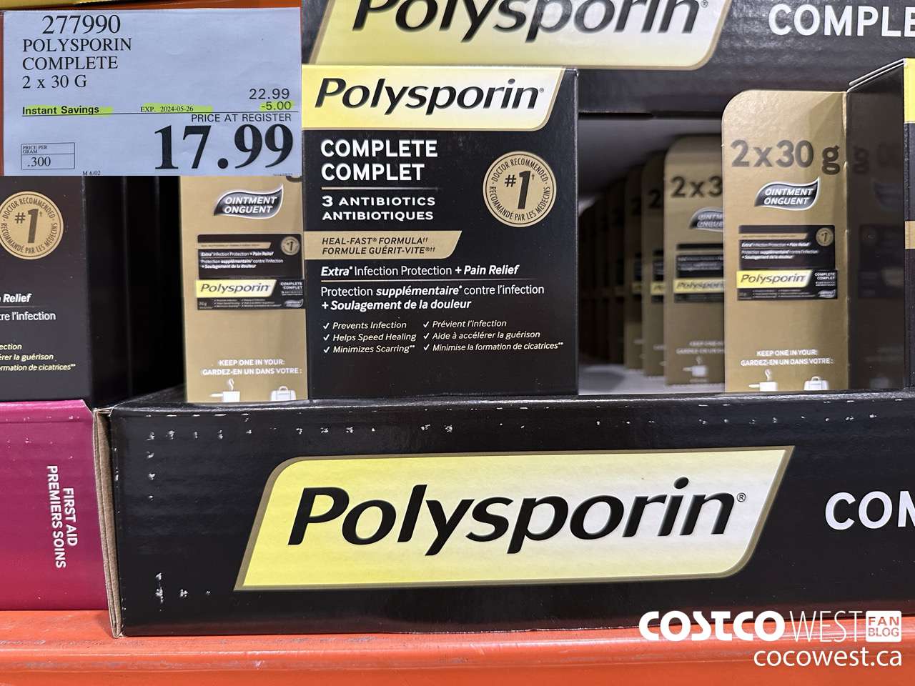 277990 POLYSPORIN COMPLETE 2 X 30 G ($5.00 INSTANT SAVINGS EXPIRES ON 2024-05-26) $17.99