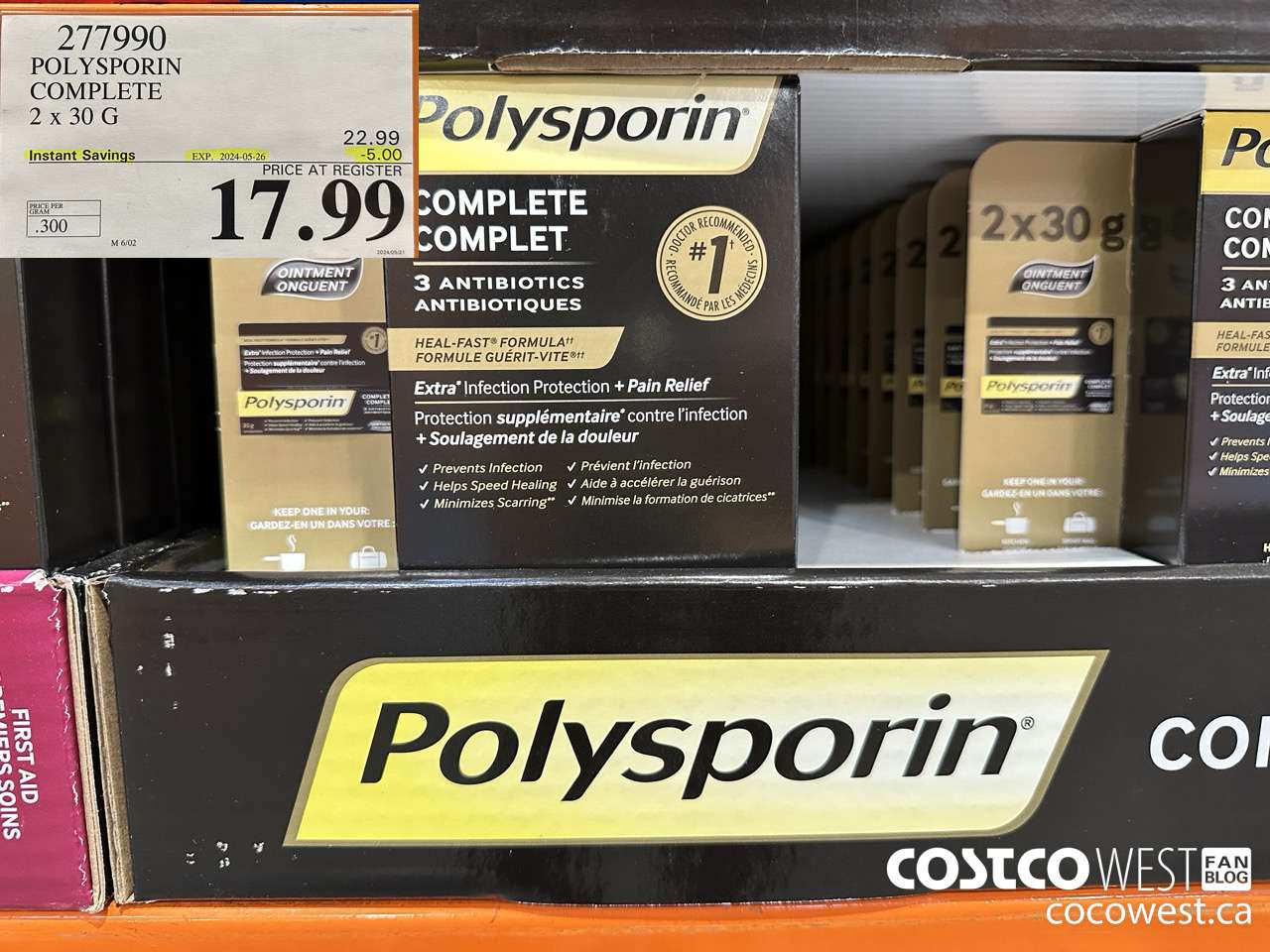 277990 POLYSPORIN COMPLETE 2 X 30 G ($5.00 INSTANT SAVINGS EXPIRES ON 2024-05-26) $17.99