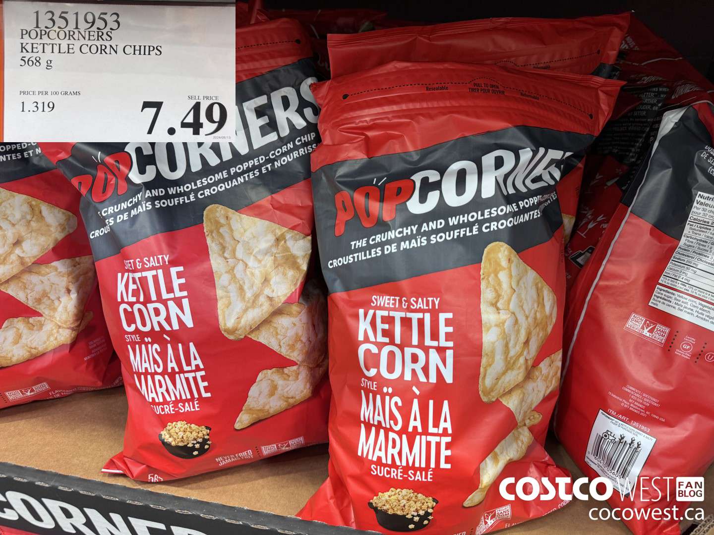 1351953 POPCORNERS KETTLE CORN CHIPS 568 g $7.49