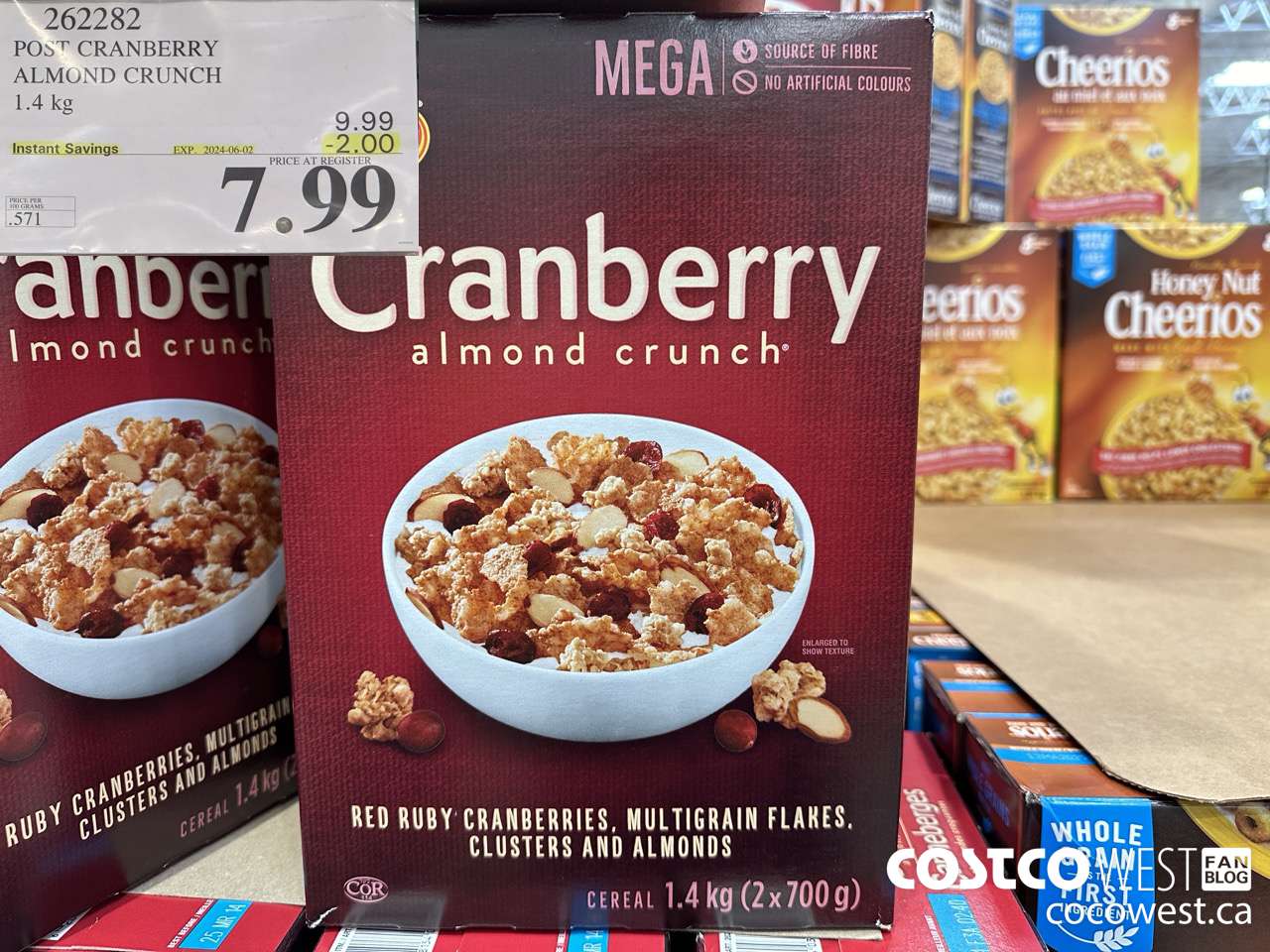 262282 POST CRANBERRY ALMOND CRUNCH 1.4 kg ($2.00 INSTANT SAVINGS EXPIRES ON 2024-06-02) $7.99