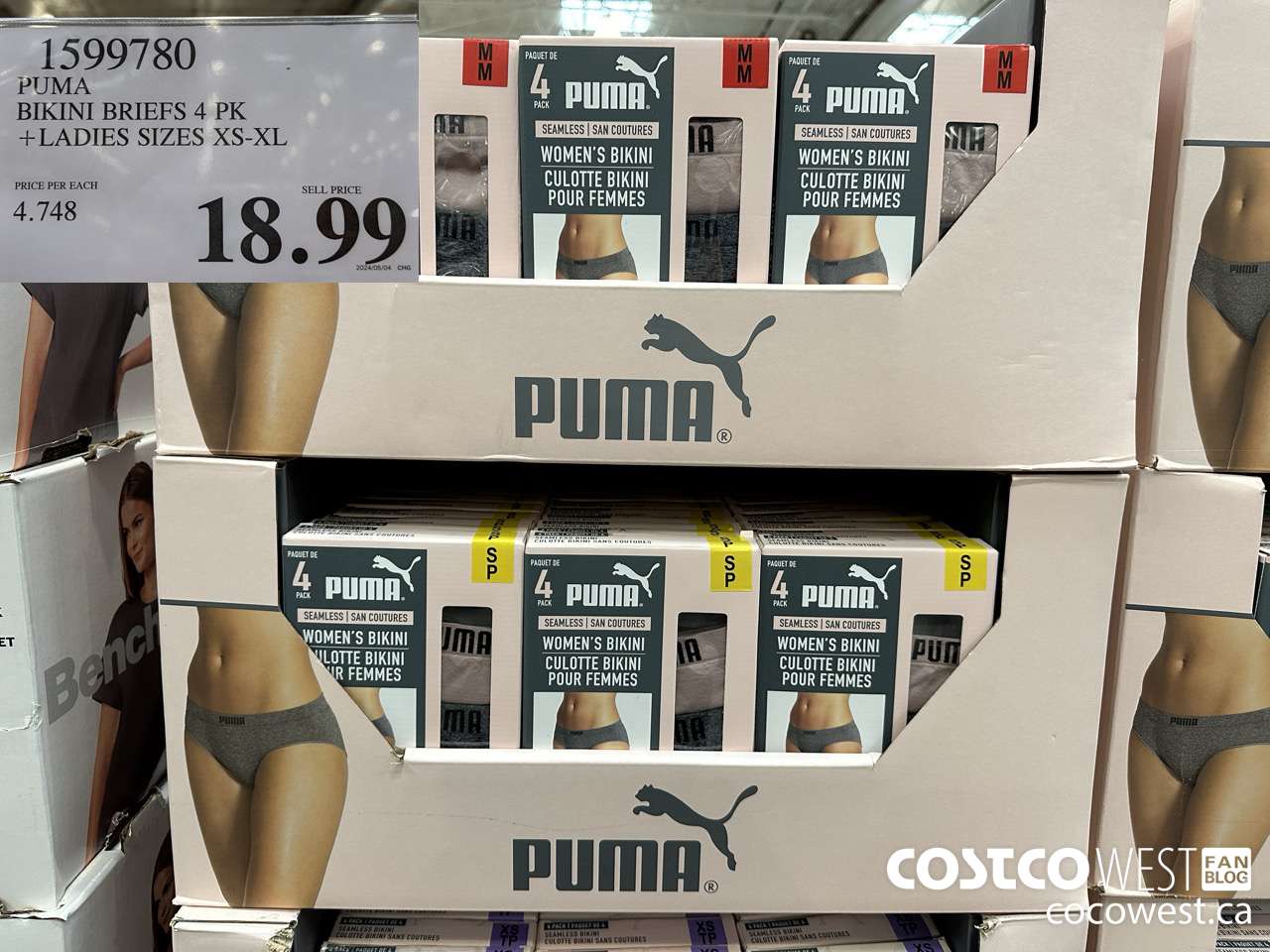 1599780 PUMA BIKINI 4PK LADIES SIZES XS-XL $18.99