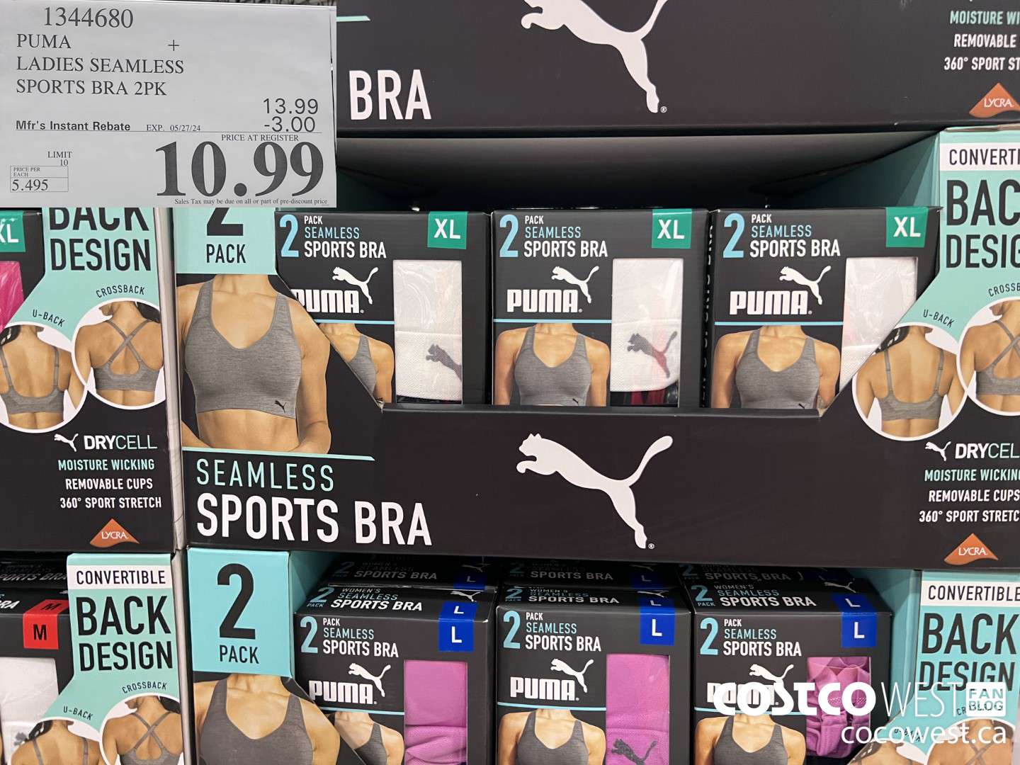 1344680 PUMA LADIES SEAMLESS SPORTS BRA 2PK ($3.00 INSTANT SAVINGS EXPIRES ON 2024-05-27) $10.99