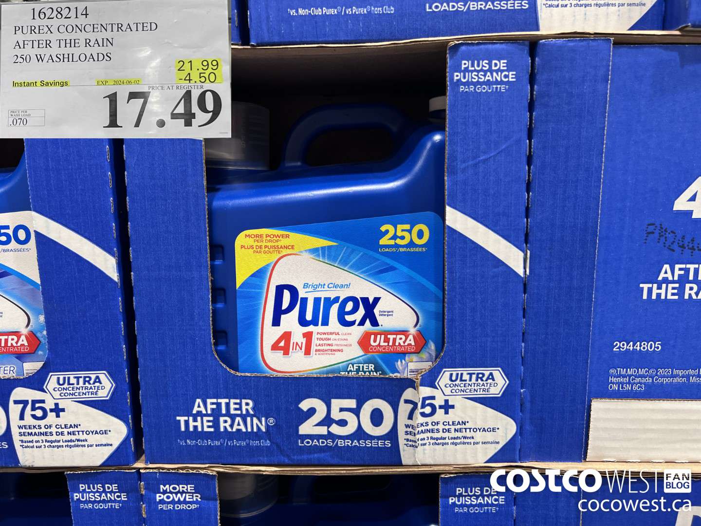 1628214 PUREX CONCENTRATED AFTER THE RAIN 250 WASHLOADS ($4.50 INSTANT SAVINGS EXPIRES ON 2024-06-02) $17.49