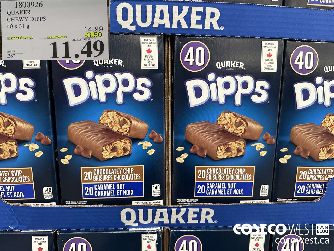 1800926 QUAKER CHEWY DIPPS 40 X 31 G ($3.50 INSTANT SAVINGS EXPIRES ON 2024-06-09) $11.49
