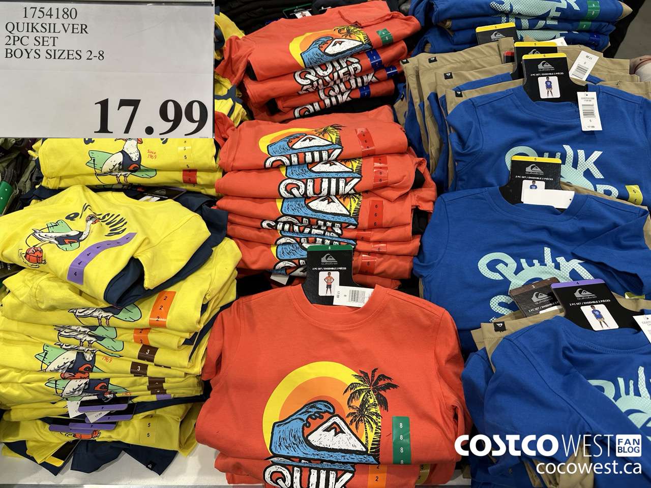 1754180 QUICKSILVER 2PC SET BOYS SIZES 2-8 $17.99