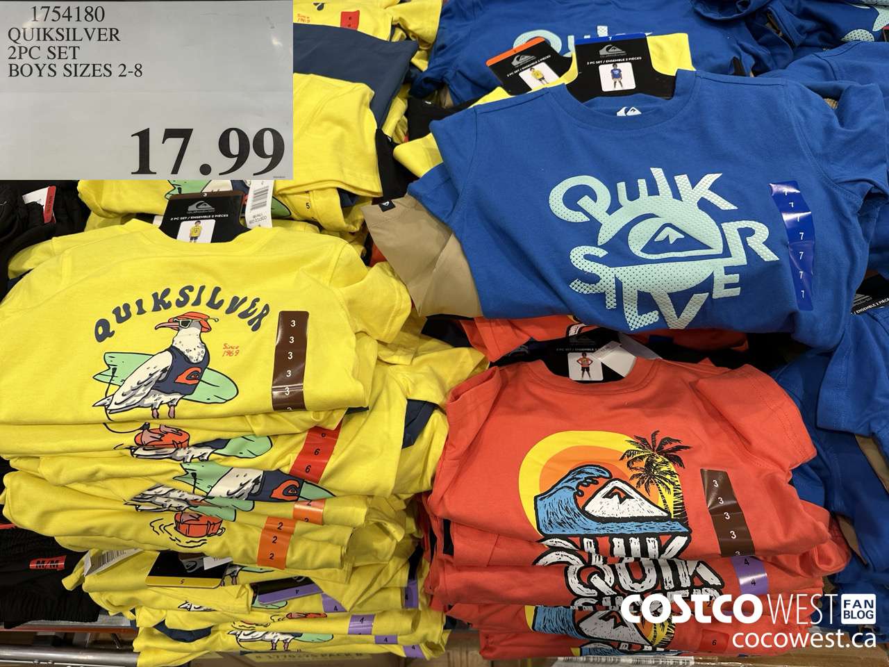 1754180 QUICKSILVER 2PC SET BOYS SIZES 2-8 $17.99