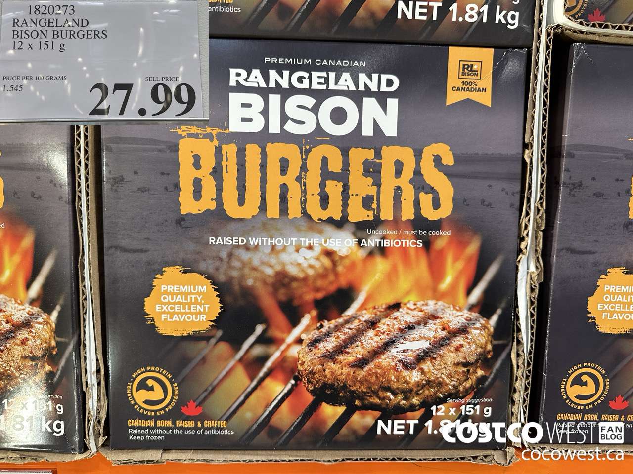 1820273 RANGELAND BISON BURGERS 12 X 151 G $27.99
