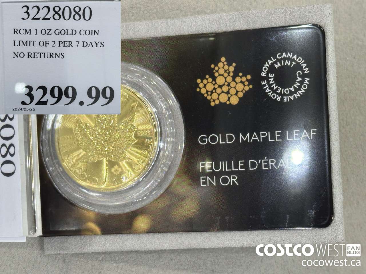 3228080 RCM 1 OZ GOLD COIN LIMIT 2 PER 7 DAYS NO RETURNS $3299.99