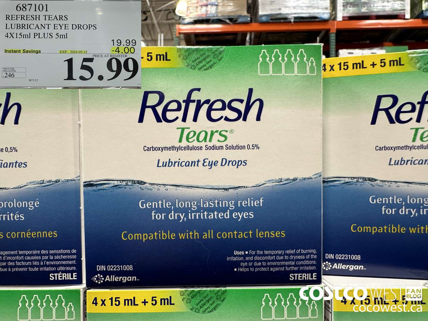 687101 REFRESH TEARS LUBRICANT EYE DROPS 4X15ml PLUS 5ml ($4.00 INSTANT SAVINGS EXPIRES ON 2024-05-12) $15.99