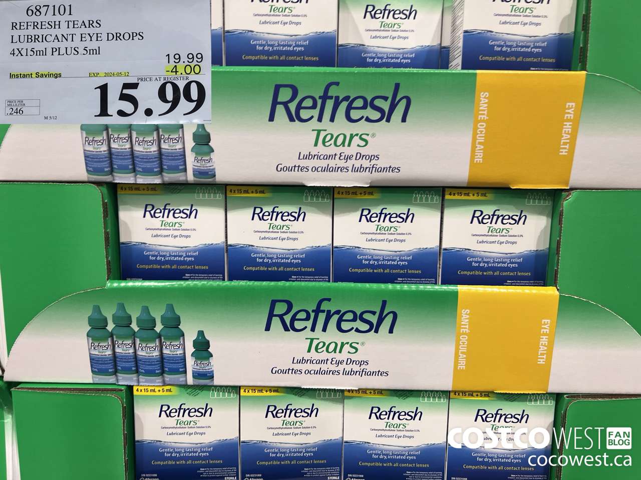 687101 REFRESH TEARS LUBRICANT EYE DROPS 4X15ml PLUS 5ml ($4.00 INSTANT SAVINGS EXPIRES ON 2024-05-12) $15.99