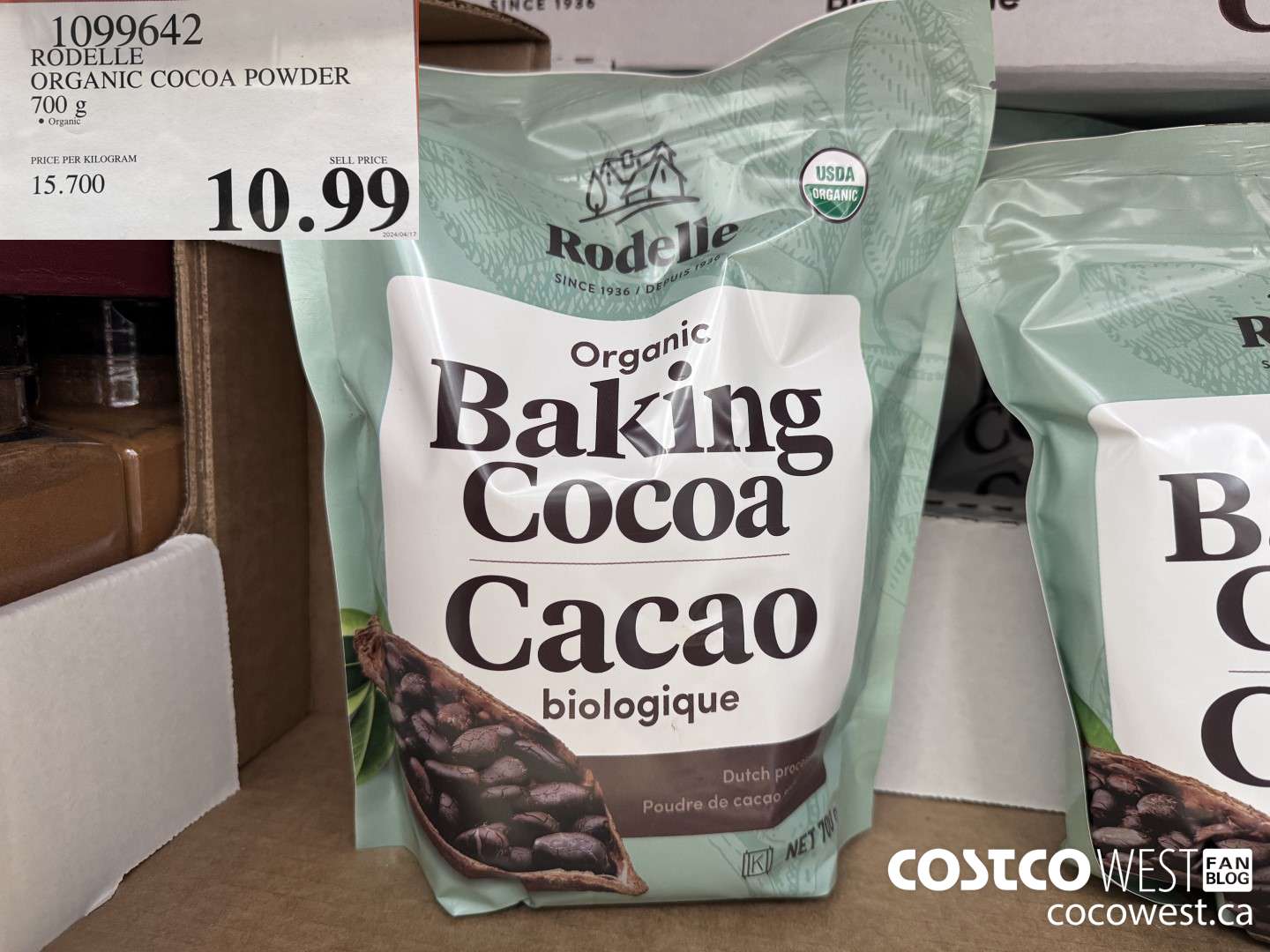 1099642 RODELLE ORGANIC COCOA POWDER 700g $10.99