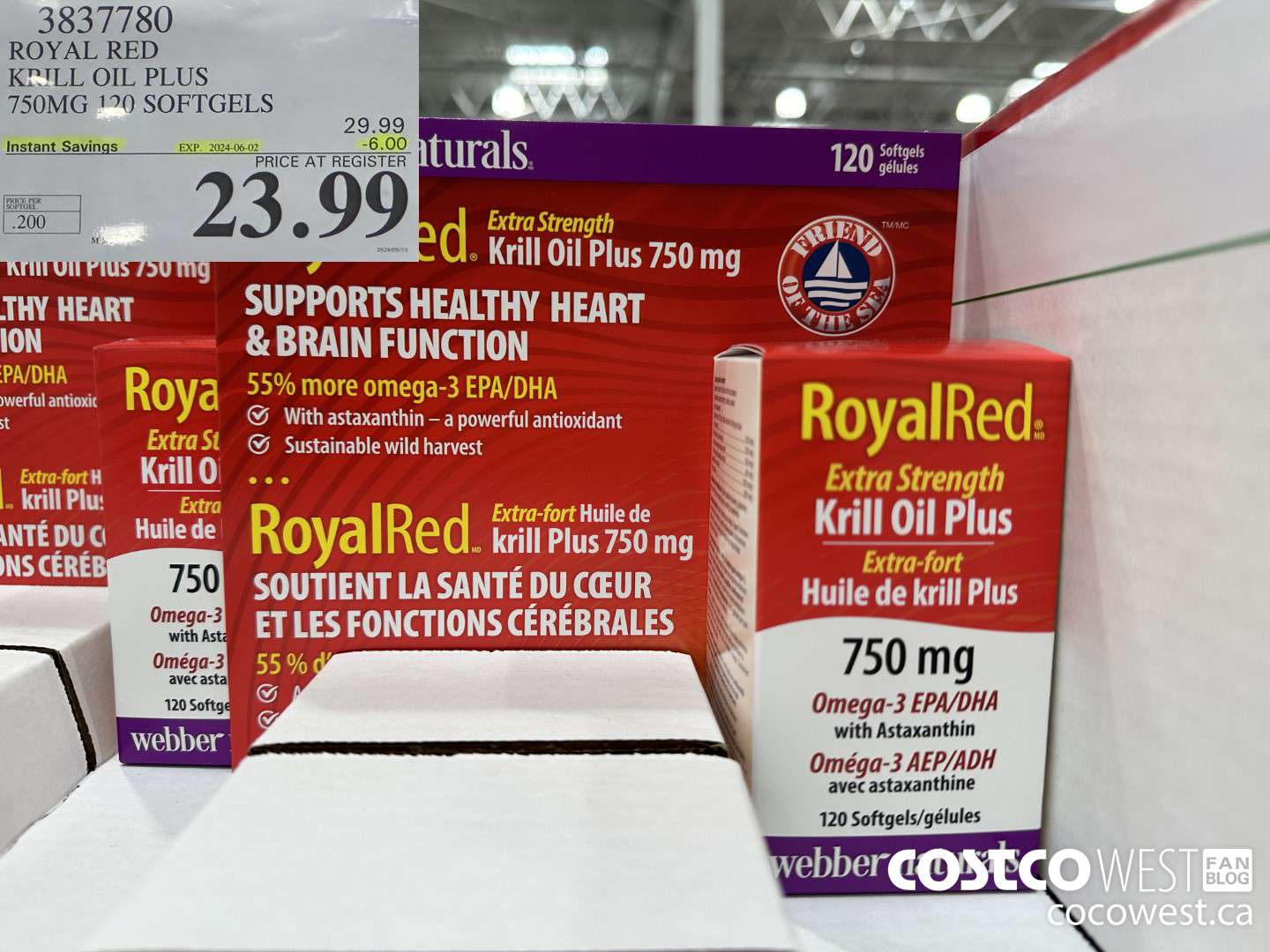 3837780 ROYAL RED KRILL OIL PLUS 750MG 120 SOFTGELS ($6.00 INSTANT SAVINGS EXPIRES ON 2024-06-02) $23.99