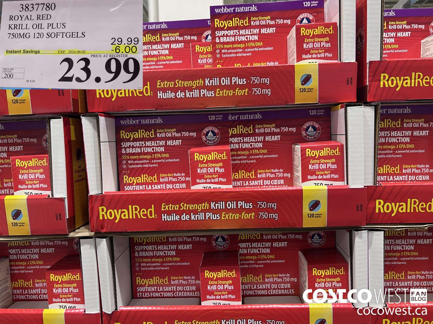 3837780 ROYAL RED KRILL OIL PLUS 750MG 120 SOFTGELS ($6.00 INSTANT SAVINGS EXPIRES ON 2024-06-02) $23.99