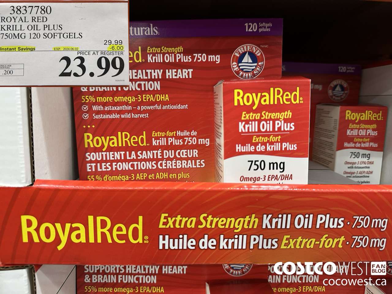 3837780 ROYAL RED KRILL OIL PLUS 750MG 120 SOFTGELS ($6.00 INSTANT SAVINGS EXPIRES ON 2024-06-02) $23.99