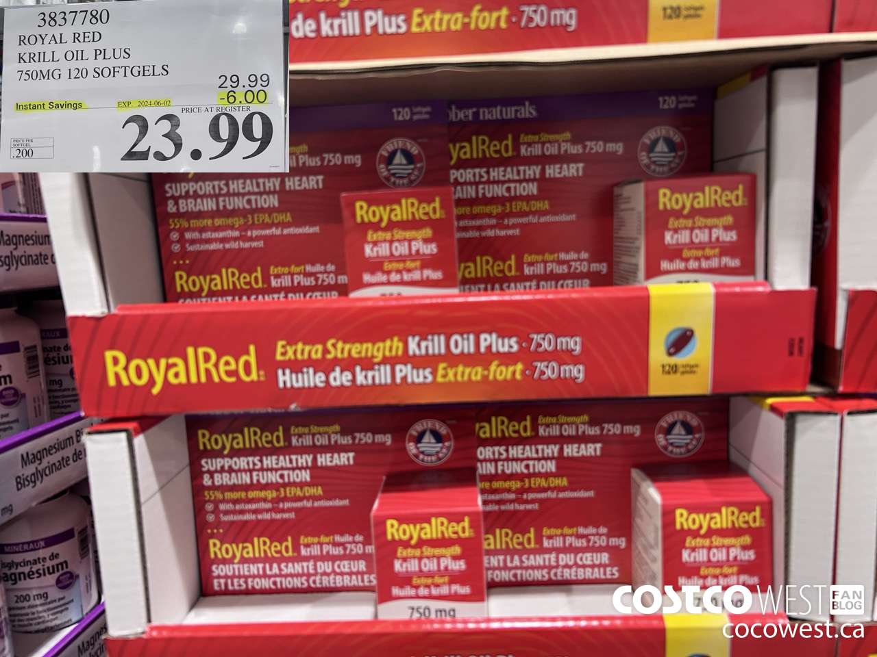 3837780 ROYAL RED KRILL OIL PLUS 750MG 120 SOFTGELS ($6.00 INSTANT SAVINGS EXPIRES ON 2024-06-02) $23.99