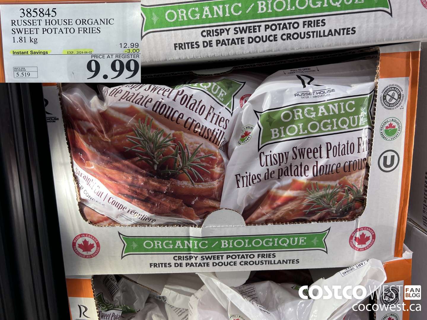 385845 RUSSET HOUSE ORGANIC SWEET POTATO FRIES 1.81 kg ($3.00 INSTANT SAVINGS EXPIRES ON 2024-06-02) $9.99
