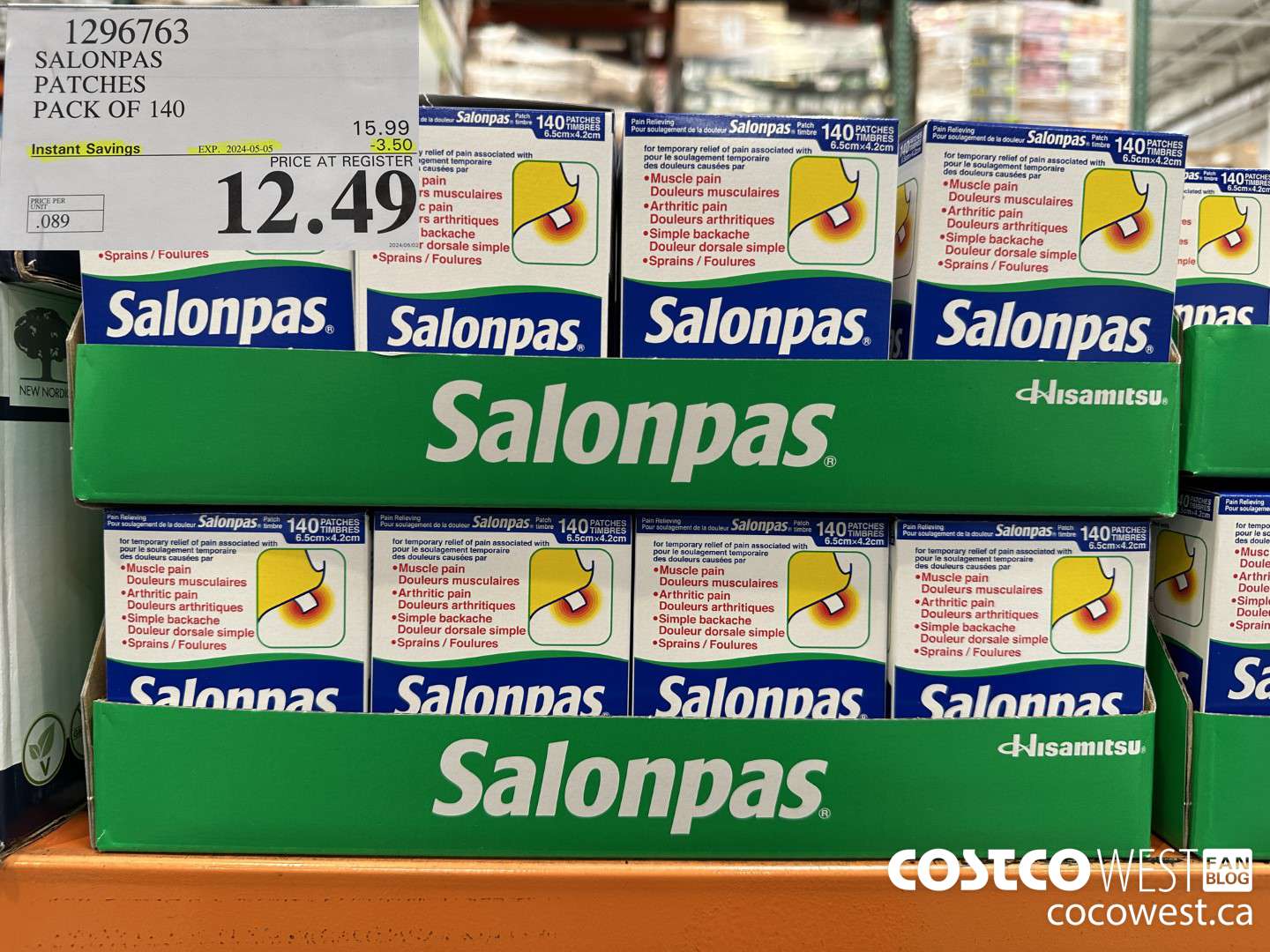 1296763 SALONPAS PATCHES PACK OF 140 ($3.50 INSTANT SAVINGS EXPIRES ON 2025-05-05) $12.49