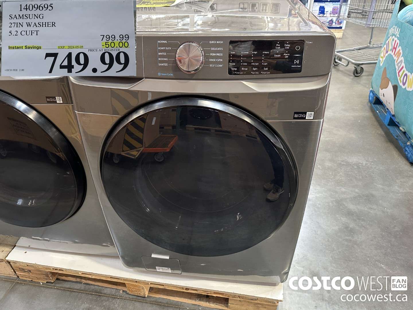 1409695 SAMSUNG 27IN WASHER 5.2 CUFT ($50.00 INSTANT SAVINGS EXPIRES ON 2024-05-05) $749.99