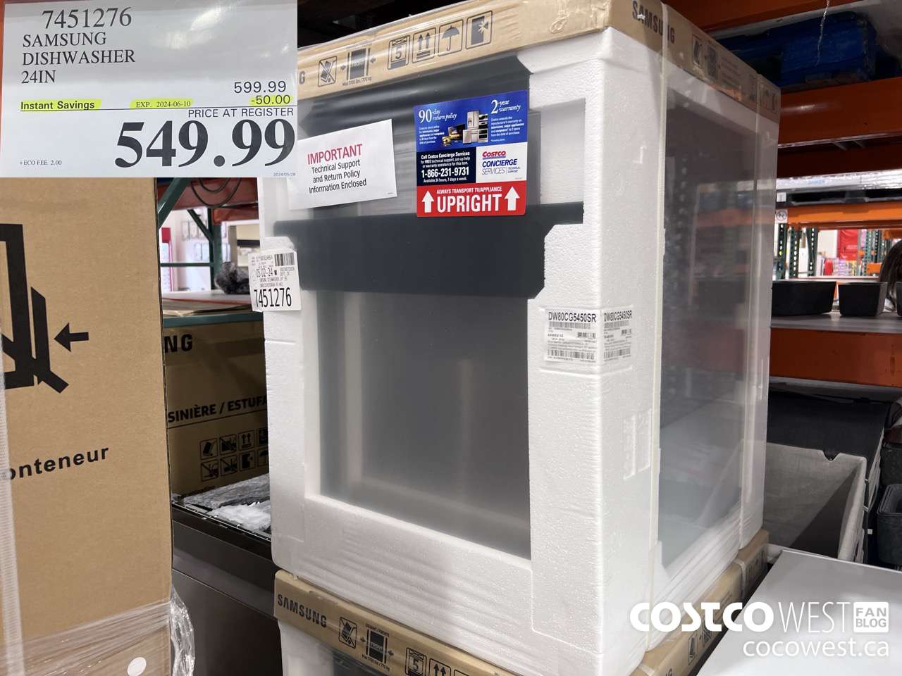 7451276 SAMSUNG DISHWASHER 24IN ($50.00 INSTANT SAVINGS EXPIRES ON 2024-06-10) $549.99