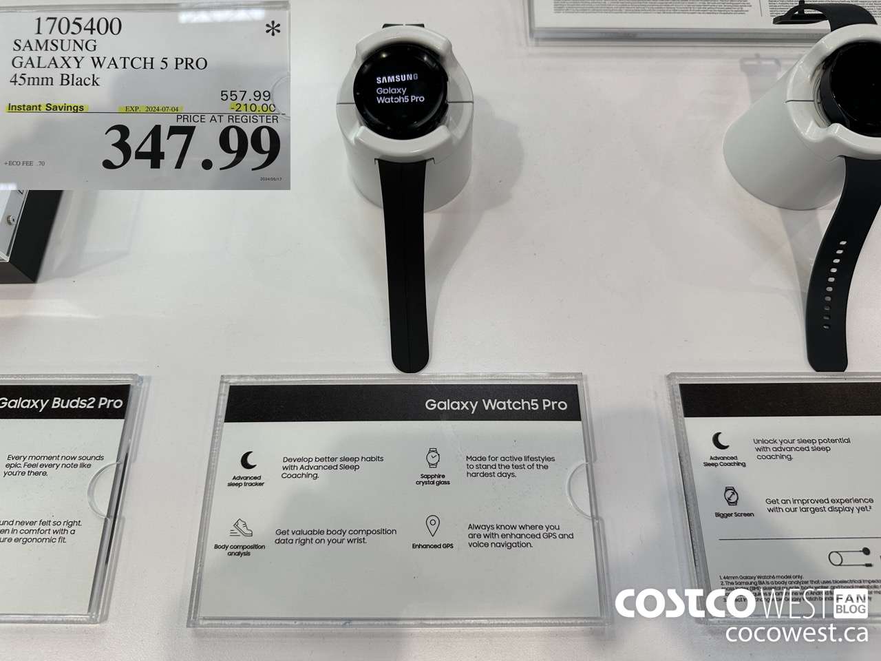 1705400 SAMSUNG GALAXY WATCH 5 PRO 45MM BLACK ($210.00 INSTANT SAVINGS EXPIRES ON 2024-07-04) $347.99