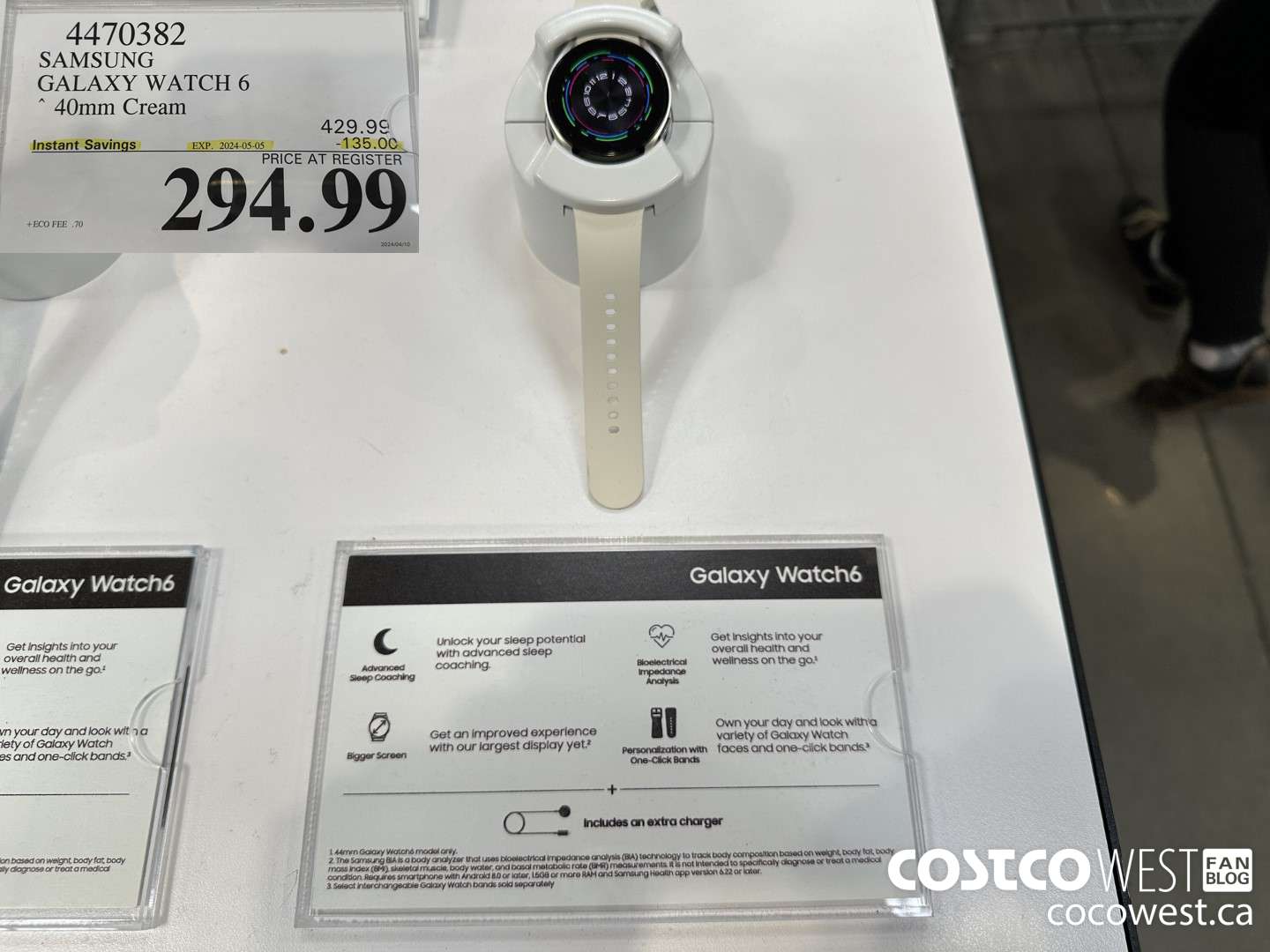 4470382 SAMSUNG GALAXY WATCH 6 40MM CREAM ($135.00 INSTANT SAVINGS EXPIRES ON 2024-05-05) $294.99