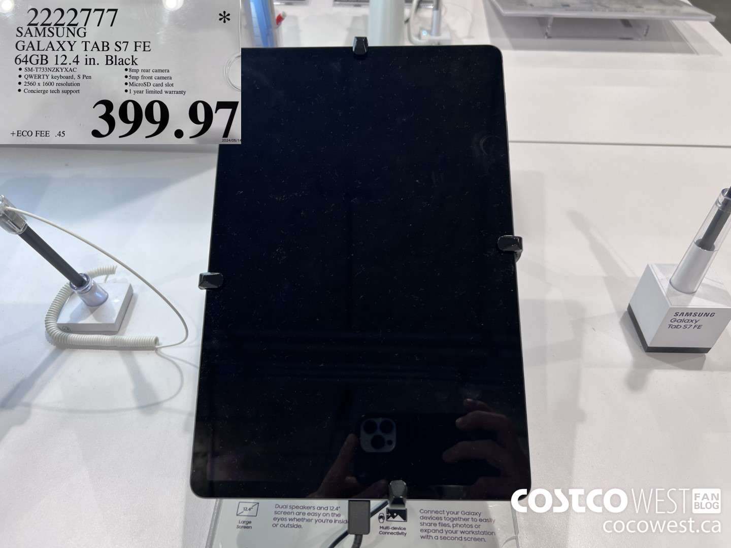 2222777 SAMSUNG TAB S7FE 64GB 12.4 IN. BLACK $399.97