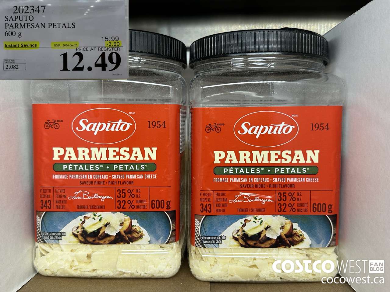 202347 SAPUTO PARMESAN PETALS 600 g ($3.50 INSTANT SAVINGS EXPIRES ON 2024-06-02) $12.49