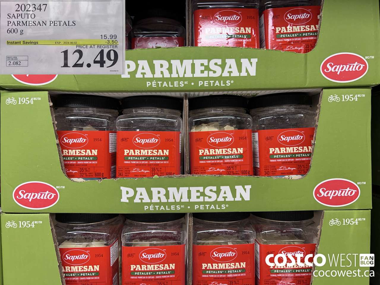 202347 SAPUTO PARMESAN PETALS 600 g ($3.50 INSTANT SAVINGS EXPIRES ON 2024-06-02) $12.49