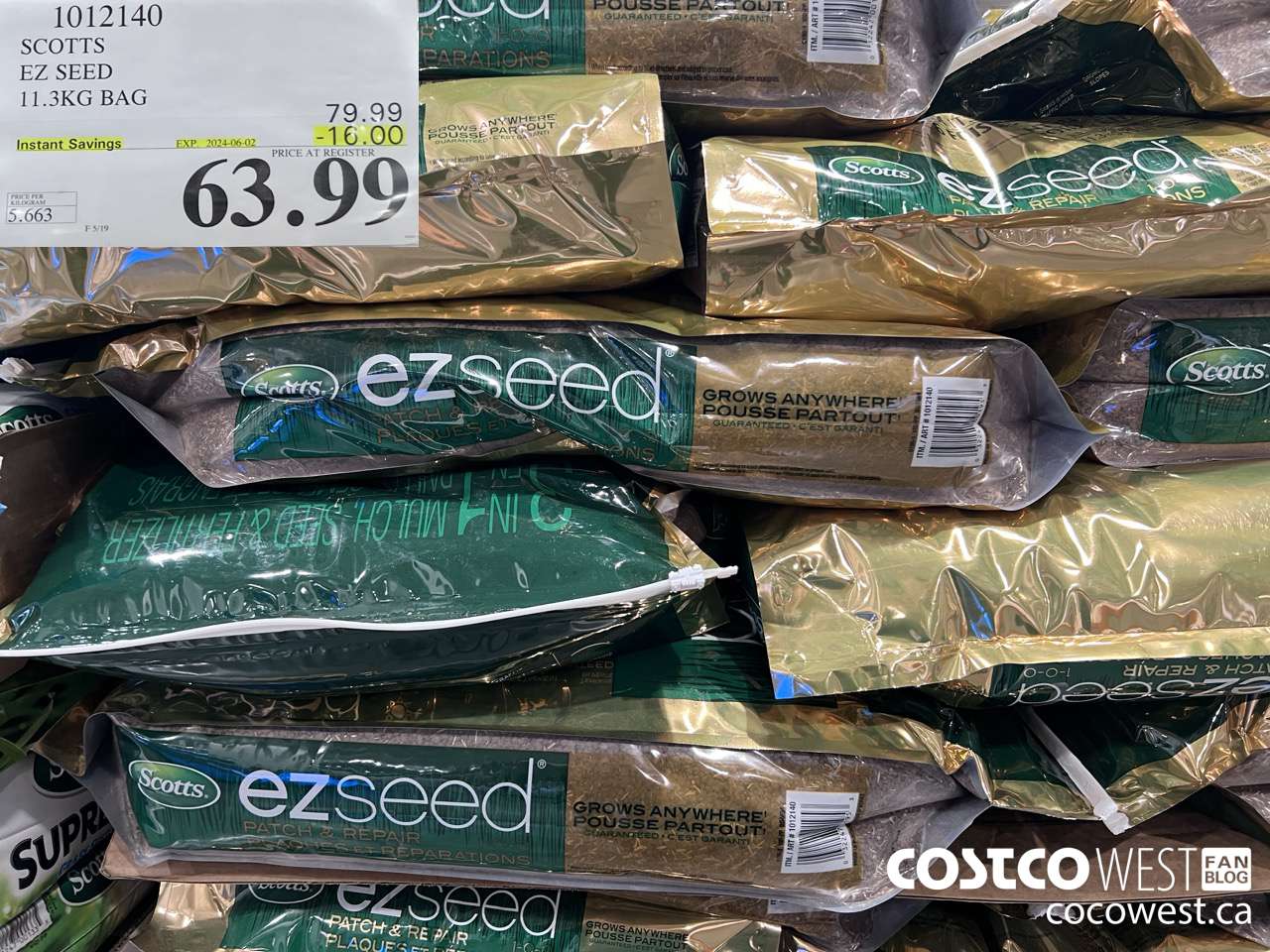 1012140 SCOTTS EZ SEED 11.3KG BAG ($16.00 INSTANT SAVINGS EXPIRES ON 2024-06-02) $63.99