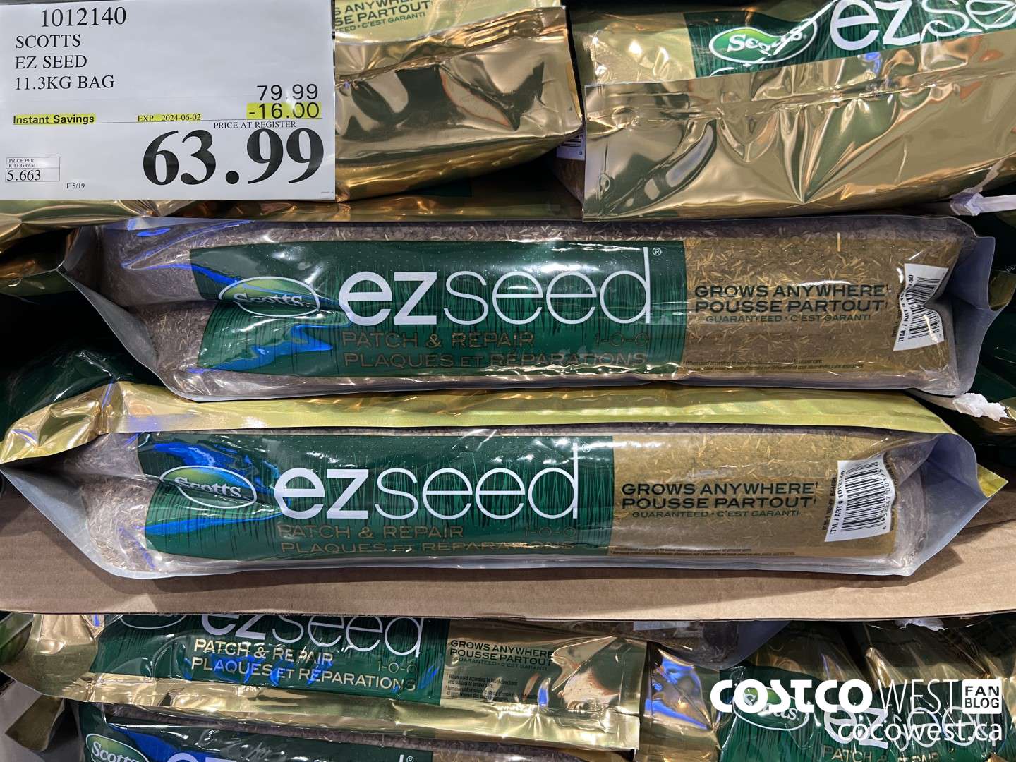 1012140 SCOTTS EZ SEED 11.3KG BAG ($16.00 INSTANT SAVINGS EXPIRES ON 2024-06-02) $63.99