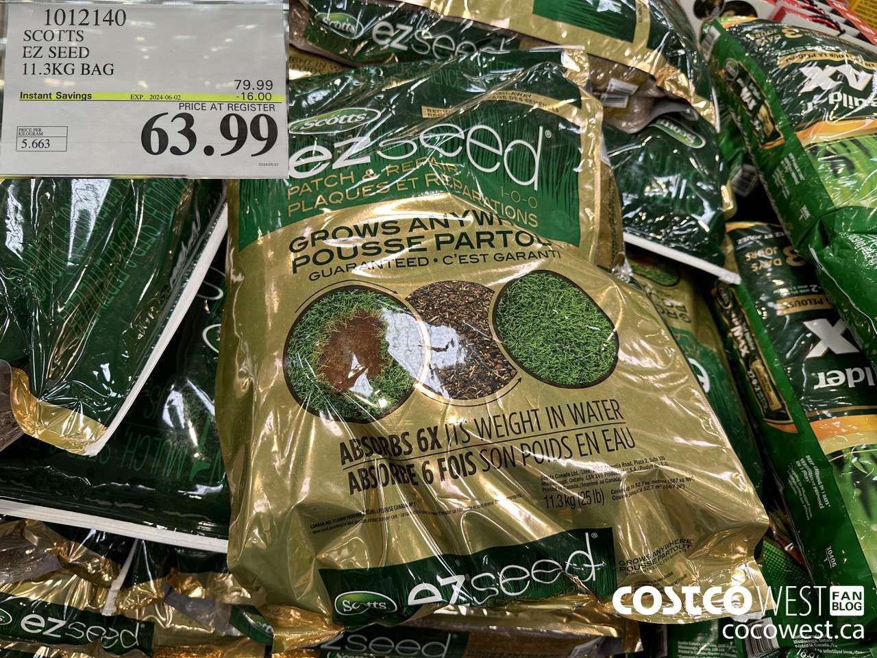 1012140 SCOTTS EZ SEED 11.3KG BAG ($16.00 INSTANT SAVINGS EXPIRES ON 2024-06-02) $63.99