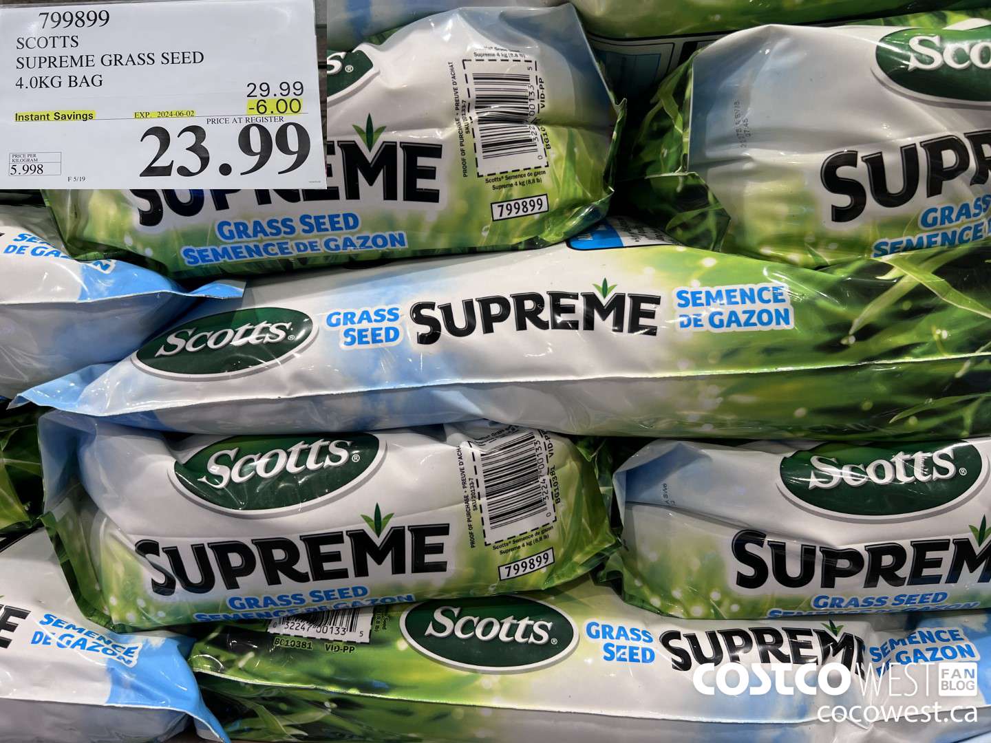 799899 SCOTTS SUPREME GRASS SEED 4.0 KG BAG ($6.00 INSTANT SAVINGS EXPIRES ON 2024-06-02) $23.99