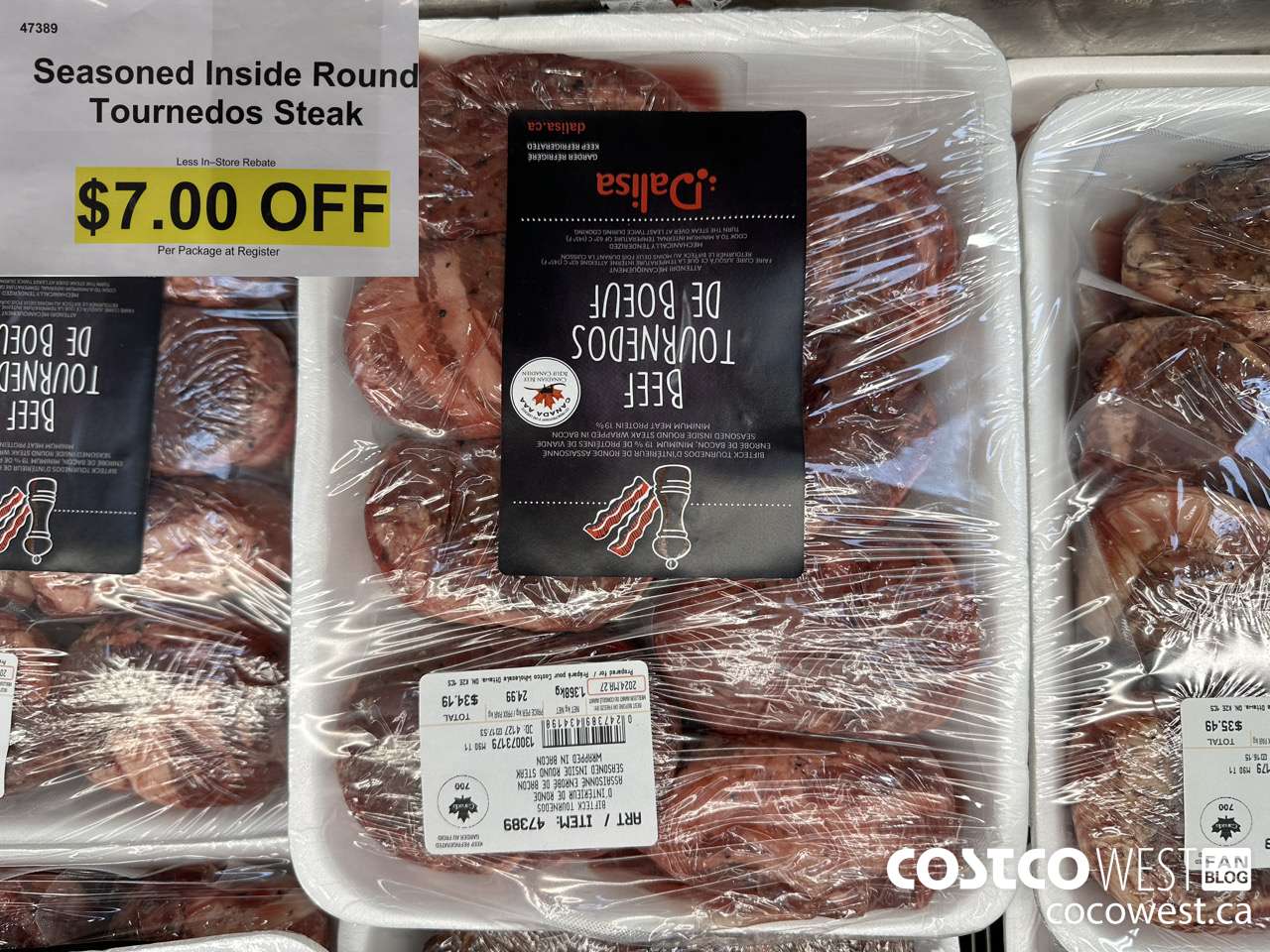 47389 SEASONED INSIDE ROUND TOURNEDOS STEAK ($7.00 INSTANT SAVINGS)