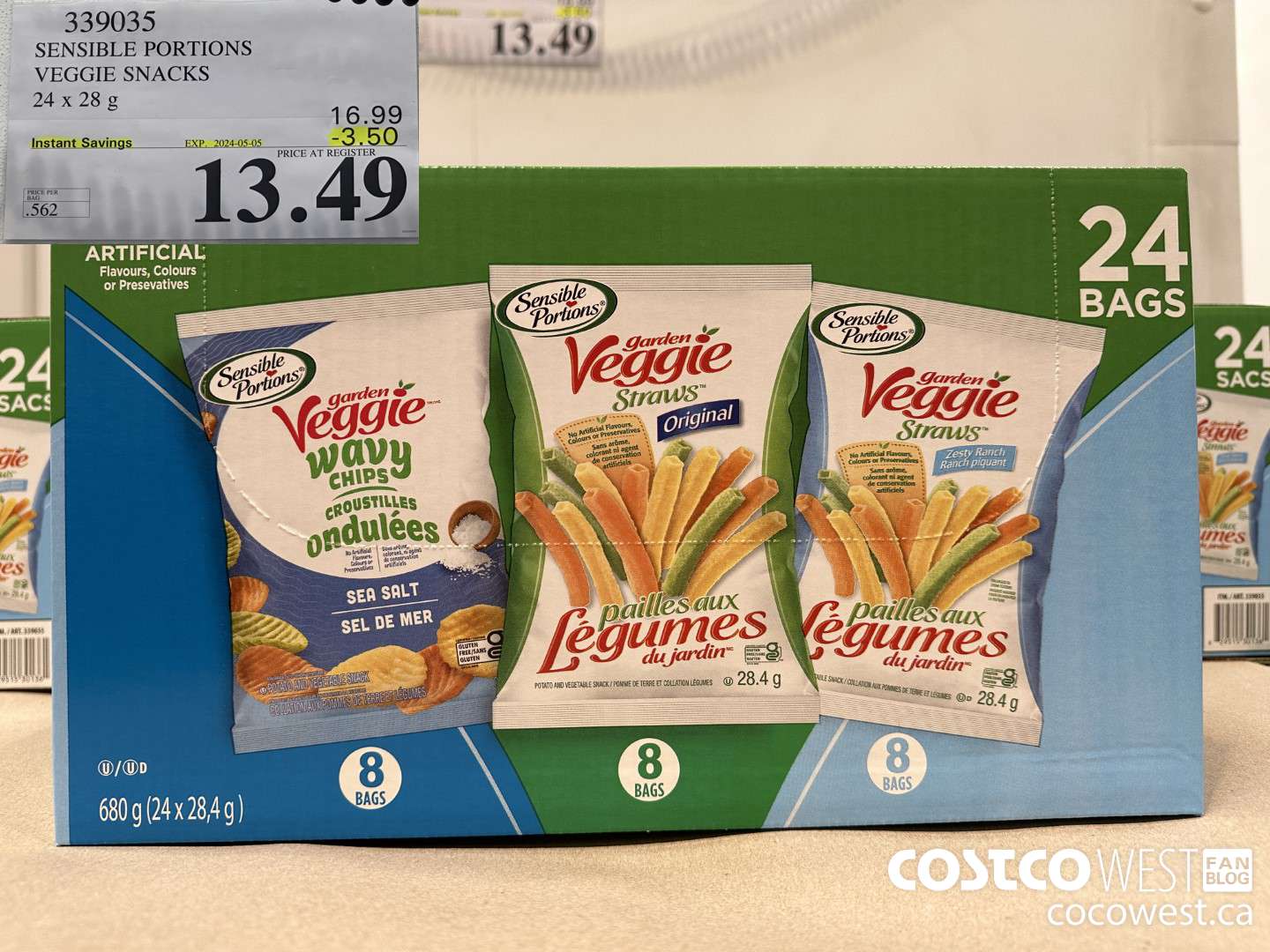 339035 SENSIBLE PORTIONS VEGGIE SNACKS 24 x 28 g ($3.50 INSTANT SAVINGS EXPIRES ON 2024-05-05) $13.49