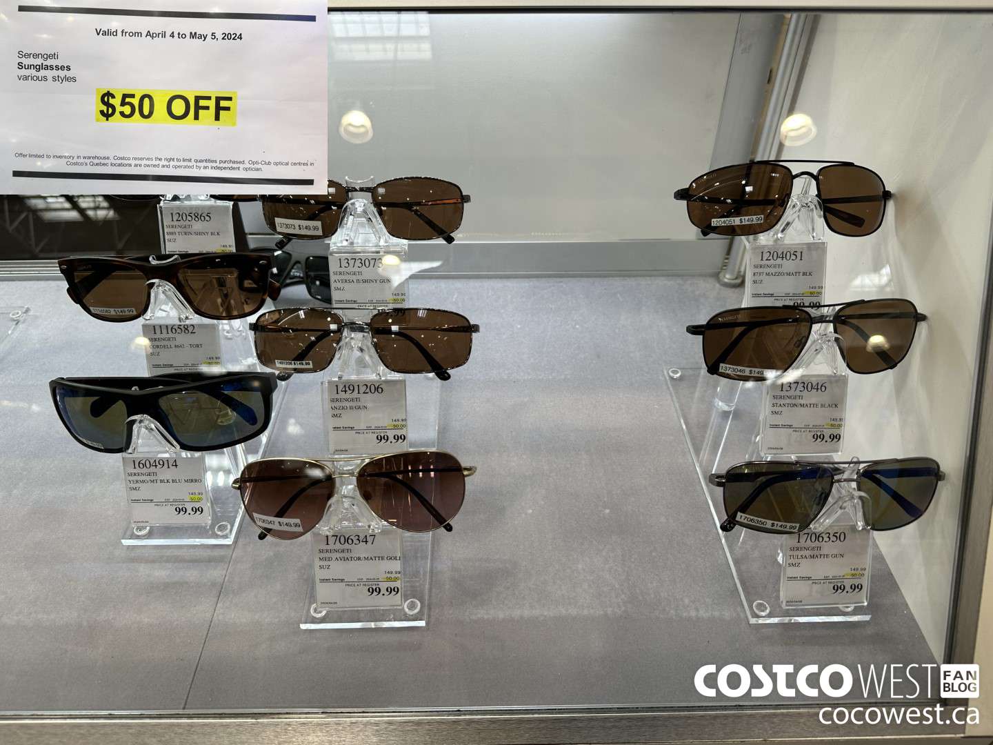 1491207 SERENGETI SUNGLASSES VARIOUS STYLES ($50.00 INSTANT SAVINGS EXPIRES ON 2024-05-05)