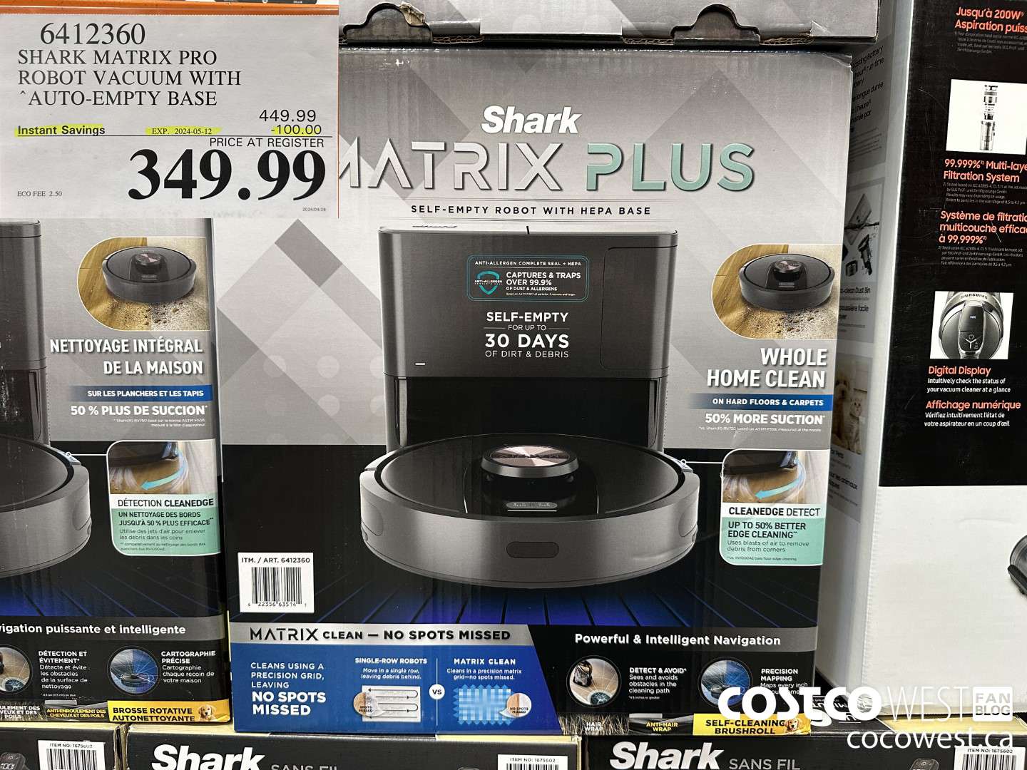 6412360 SHARK MATRIX PRO ROBOT VACUUM WITH AUTO-EMPTY BASE ($100.00 INSTANT SAVINGS EXPIRES ON 2024-05-12) $349.99