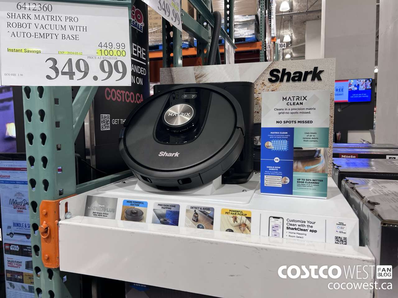 6412360 SHARK MATRIX PRO ROBOT VACUUM WITH AUTO-EMPTY BASE ($100.00 INSTANT SAVINGS EXPIRES ON 2024-05-12) $349.99