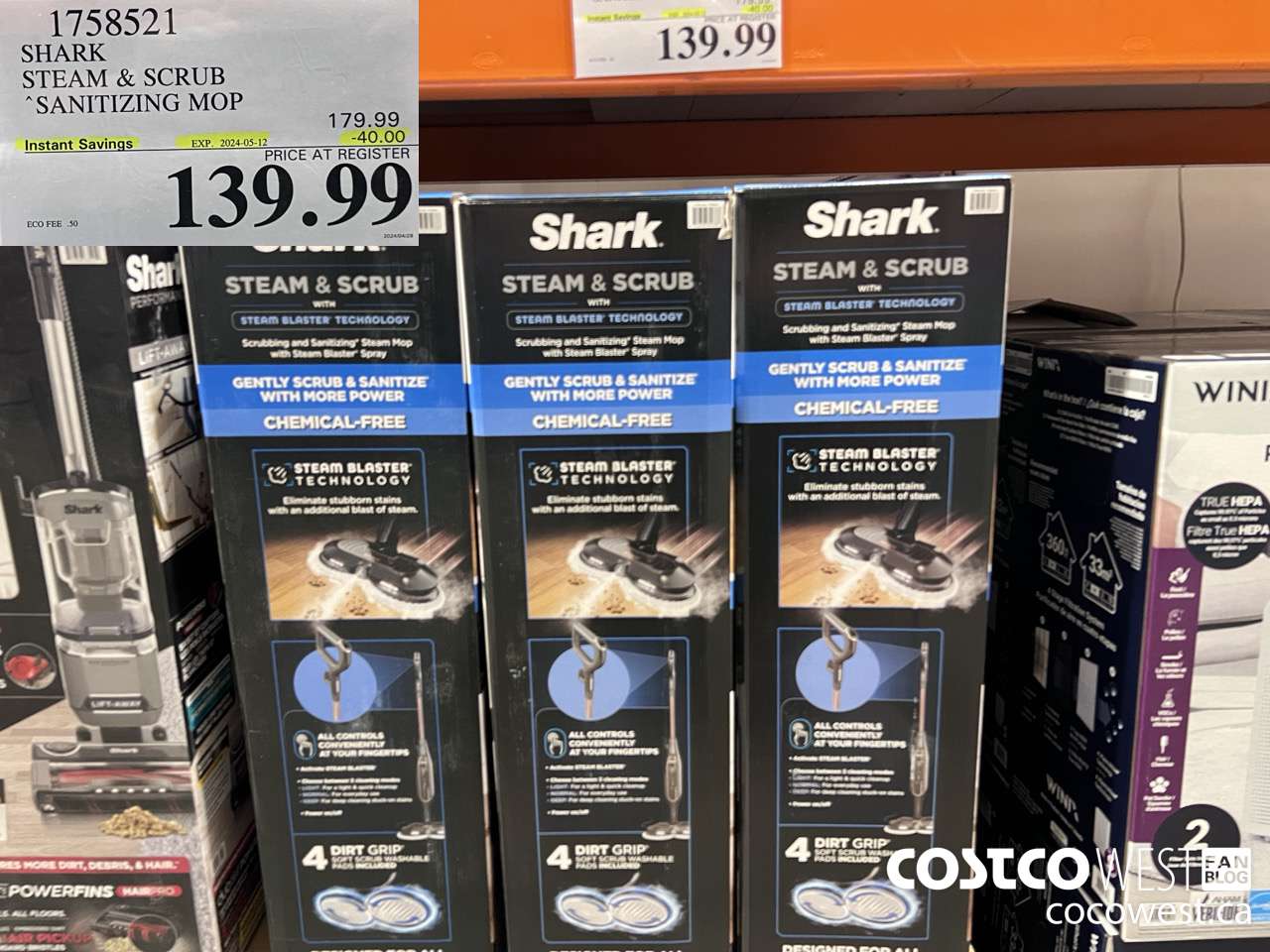 1758521 SHARK STEAM & SCRUB SANITIZING MOP ($40.00 INSTANT SAVINGS EXPIRES ON 2024-05-12) $139.99