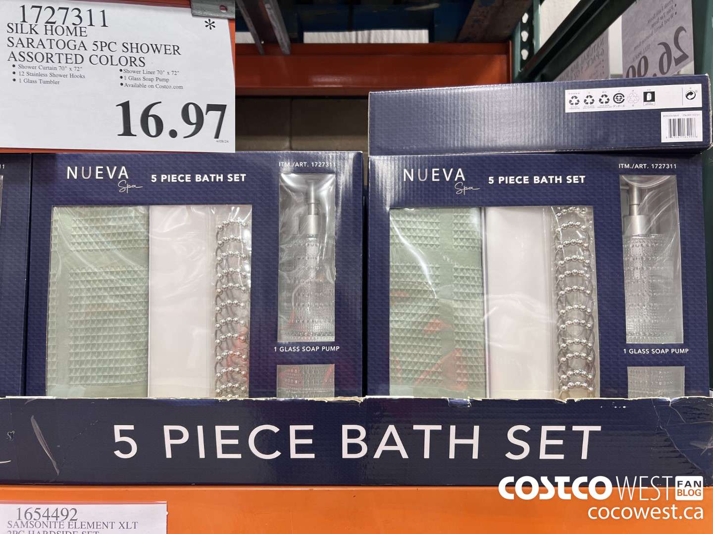 1727311 SILK HOME SARATOGA 5PC SHOWER ASSORTED COLORS $16.97