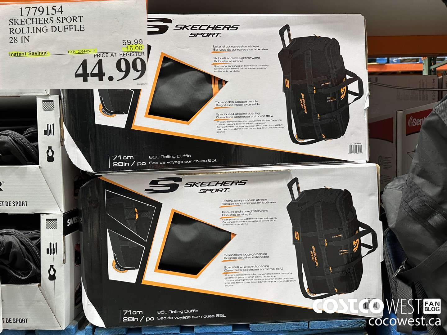 1779154 SKECHERS SPORT ROLLING DUFFLE 28 IN ($15.00 INSTANT SAVINGS EXPIRES ON 2024-05-19) $44.99