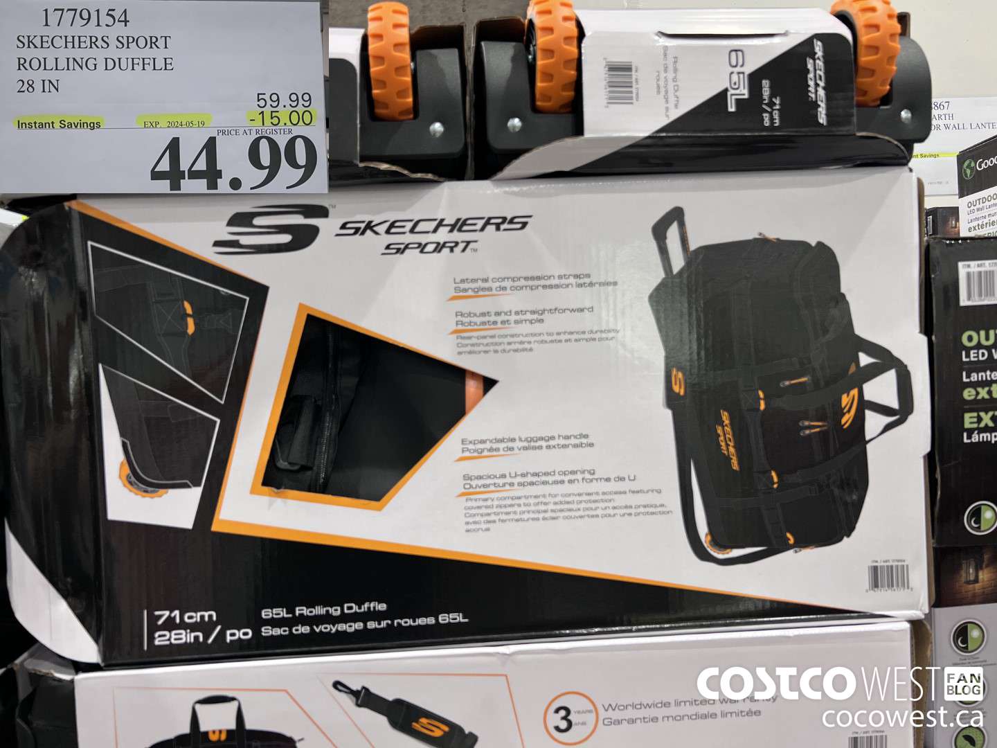 1779154 SKECHERS SPORT ROLLING DUFFLE 28 IN ($15.00 INSTANT SAVINGS EXPIRES ON 2024-05-19) $44.99