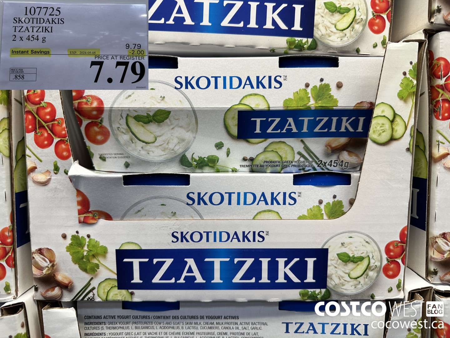 107725 SKOTIDAKIS TZATZIKI 2 x 454g ($2.00 INSTANT SAVINGS EXPIRES ON 2024-05-05) $7.79