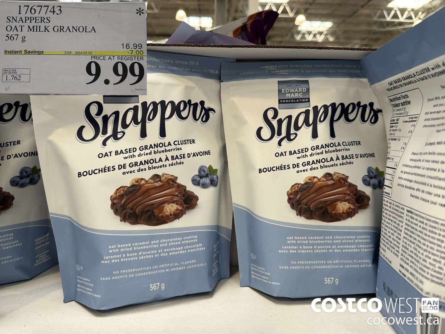 1767743 SNAPPERS OAT MILK GRANOLA 567G ($7.00 INSTANT SAVINGS EXPIRES ON 2024-05-05) $9.99