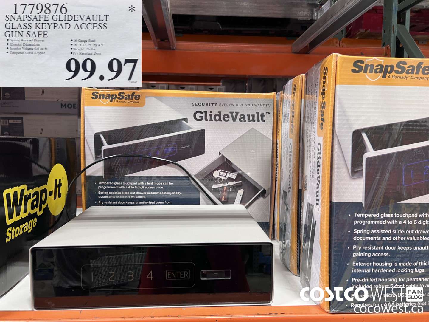 1779876 SNAPSAFE GLIDEVAULT GLASS KEYPAD ACCESS GUN SAFE $99.97