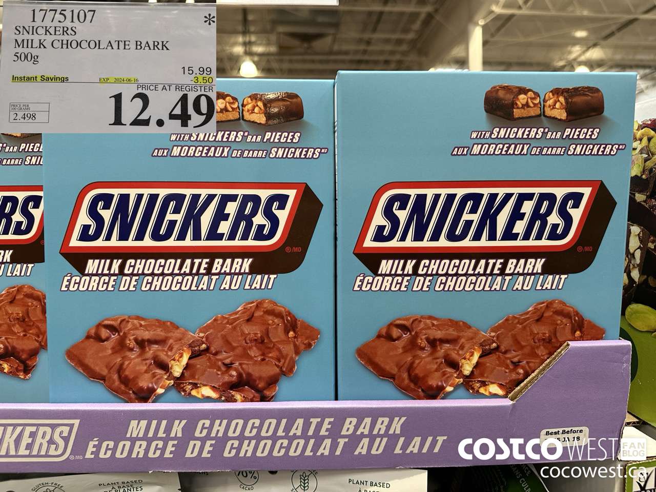 1775107 SNICKERS MILK CHOCOLATE BARK 500G ($3.50 INSTANT SAVINGS EXPIRES ON 2024-06-16) $12.49